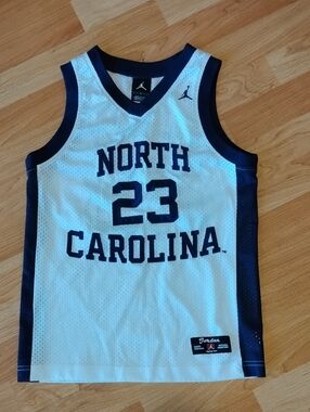 Jordan White & Navy North Carolina #23 Basketball Jersey